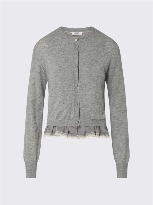 Cardigan in lana con dettaglio lingerie LIU JO | WF6034MA16R/02050